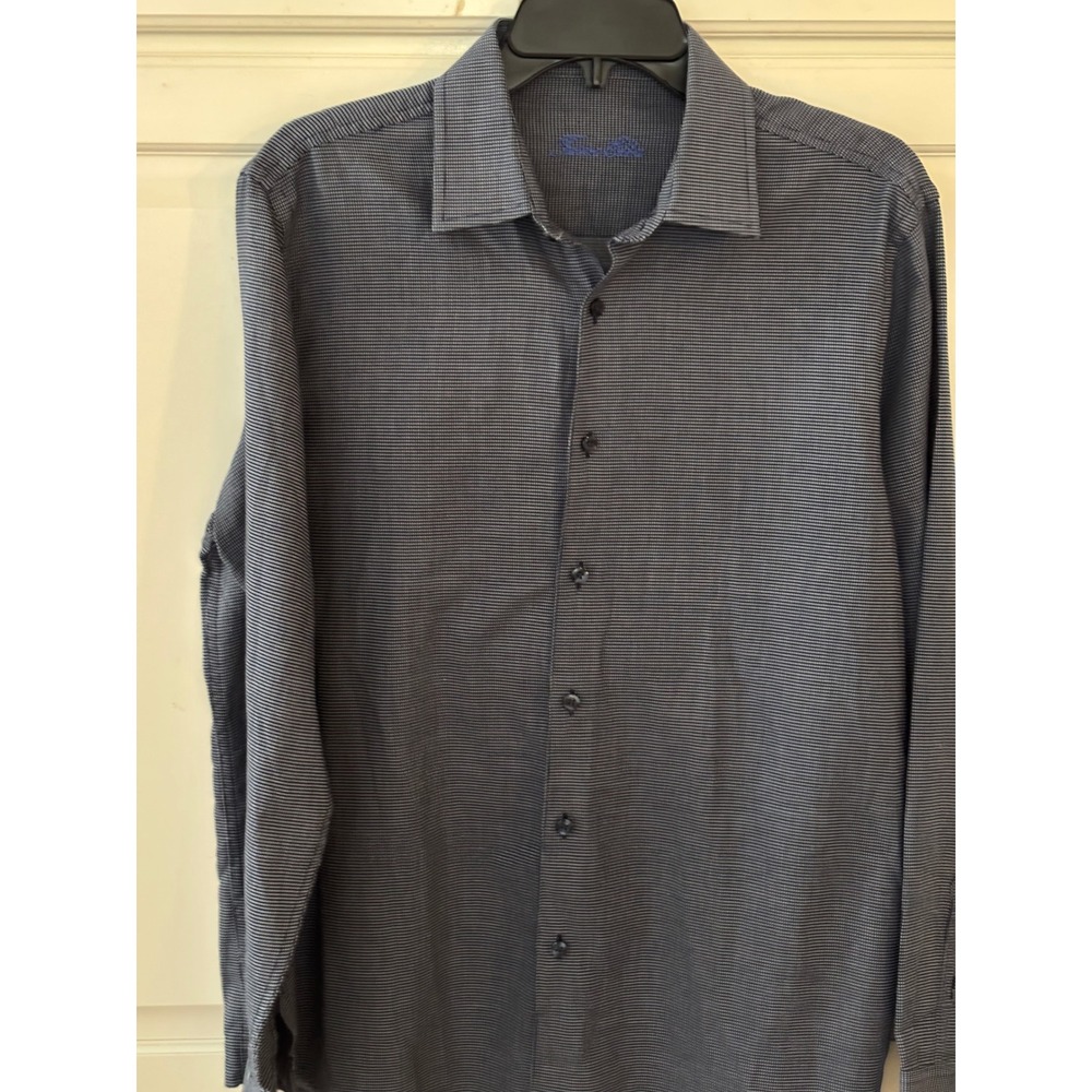 Men's Tasso Elba Dobby Checkered Long Sleeve Button‎ Up Shirt